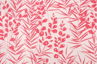 THIBAUT AVIARY BEIGE D4139 BIRD PINK FLORAL LINEN LUXURY FABRIC BY YARD 54"W