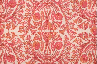 Lacefield Sofia-Chatham Natural Printed Cotton Blend Drapery Fabric in Rosa 