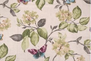 1-1/8 Yards Exquisite Thibaut F916017 Nikko in Turquoise / Green - Large Scale Floral Luxury Printed Linen Upholstery Fabric - authentic Free Shipping