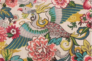 Kaufmann Lushan Garden Printed Cotton Drapery Fabric in Whimsical 