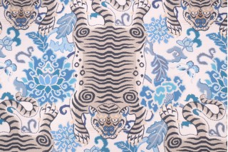 Kaufmann Tiger Eye Printed Cotton Drapery Fabric in Blue Moon 