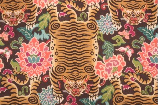 Waverly Mudan Printed Cotton Drapery Fabric in Jewel