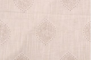 Mini Medallion Embroidered Drapery Fabric in Grey