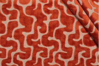Hamilton Backlash Velvet Upholstery Fabric in Brick 