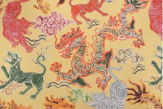 Hamilton Himalaya Printed Cotton Drapery Fabric in Jonquil 