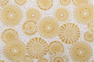 Fonthill Mougin Printed Cotton Drapery Fabric in Honey Gold