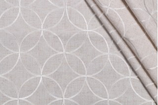 Ringlet Trellis Embroidered Drapery Fabric in Natural