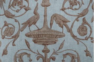 Thibaut Renaissance F91315 Printed Linen Blend Drapery Fabric in Aqua 