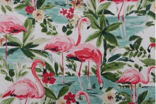 Waverly Flamingo Printed Polyester Outdoor Fabric in Bloom 
