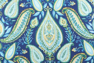 Oriana Brown high quality Blue Green White Floral Embroidered Upholstery Drapery Fabric 4 yds