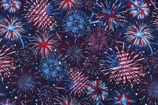 Timeless Treasures USA Flag Fireworks Printed Cotton Craft Fabric in USA 