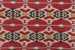 Davina Ikat Woven Chenille Upholstery Fabric in Cherry 