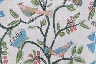 Lacefield Birds Of Paradise Printed Cotton Drapery Fabric in Bali 