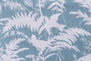 Lacefield Boca-Concord Slub Canvas Printed Cotton Drapery Fabric in Dusty Blue 