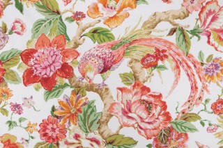 P Kaufmann Sissinghurst Printed Linen Blend Drapery Fabric in Tangerine 
