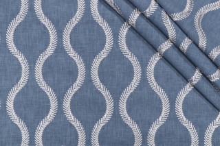 PK Lifestyles Flourish Embroidered Drapery Fabric in Baltic 