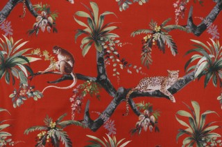 Hamilton Kismet Printed Cotton Drapery Fabric in Cayenne 