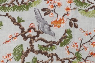 Vern Yip Asian Bird Printed Linen Blend Drapery Fabric for Trend