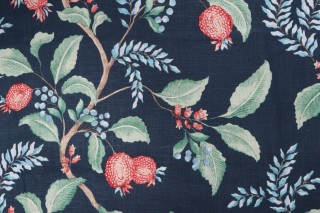 Kendall Wilkinson Tylan Printed Linen Drapery Fabric in Indigo for Fabricut