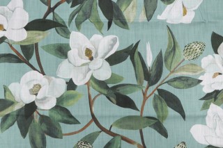 Avery Floral Printed Drapery Fabric in Eucalyptus
