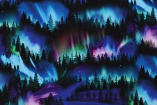 Fabrics of SoHo Trees Aurora Borealis Printed Cotton Craft Fabric in Multi for Timeless Treasures 