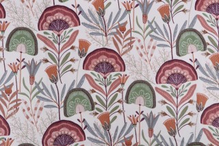 Stof France Hilda Printed Cotton Twill Drapery Fabric in Marsala 