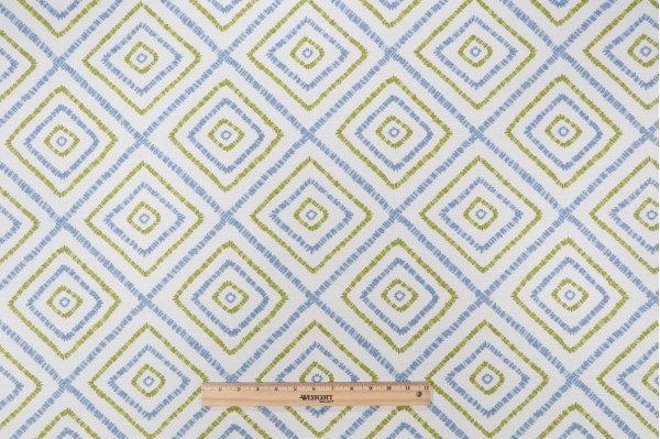 Geometric Turquoise White 1 1/2 Yard Thibaut Fabric store