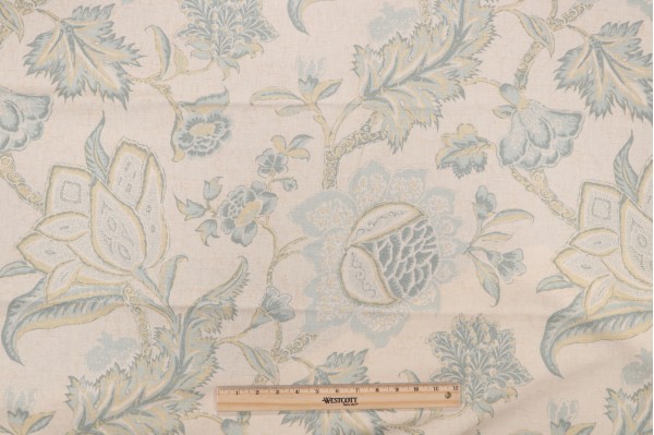 1.5 Yards Thibaut Jacobean Trail F93312 Printed Drapery Fabric in Teal ...