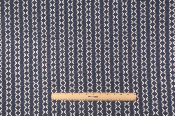 Richloom Notch Embroidered Cotton Poly Decorator Fabric in Indigo