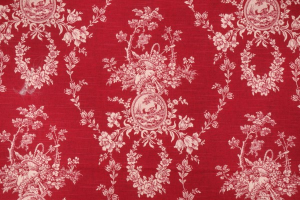 Upholstery fabric, toile fabric, red and yellow country life