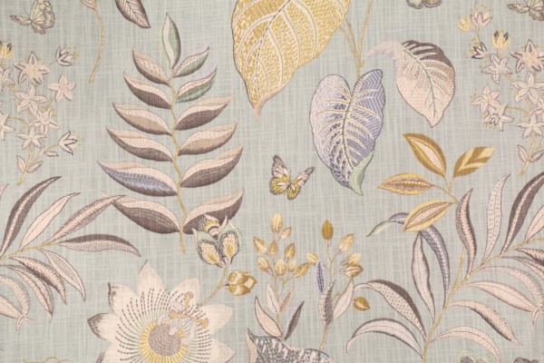 Kaufmann Butterfly Trail Printed Cotton Drapery Fabric in Platinum