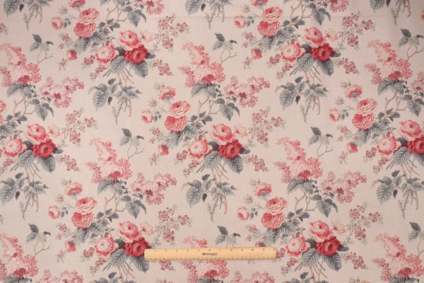 11 Yards Waverly Emma's Garden Printed Cotton Drapery Fabric in Rosewood