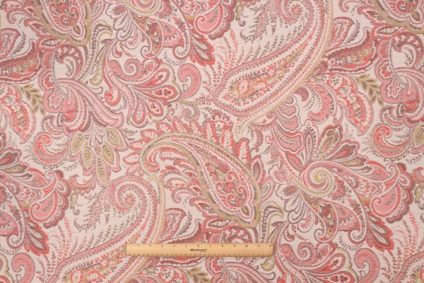 5 Yards Mill Creek Paisley Tapestry Upholstery Fabric in Rose