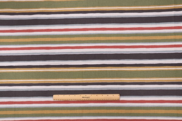 Covington Unique Stripe Printed Cotton Drapery Fabric in 964-River Rock