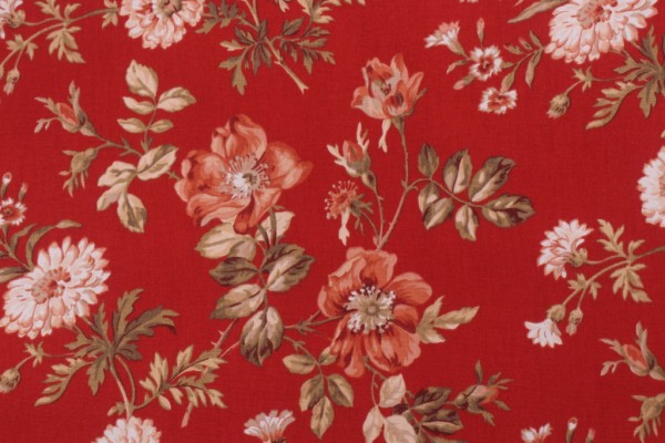 Covington Farrell Printed Cotton Drapery Fabric in Crimson