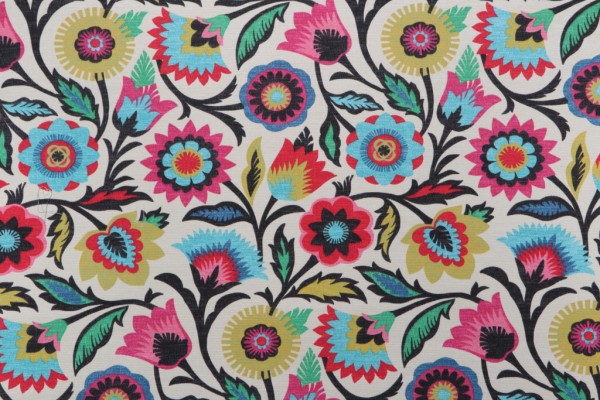 Claridge Textile Faux Silk Flower Embroidery Fabric By The Yard