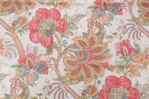 2.13 Yards Richloom Devon Printed Linen Blend Drapery Fabric in Persia