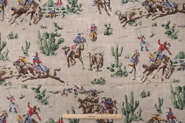 Waverly Wild West Printed Drapery Fabric in Denim