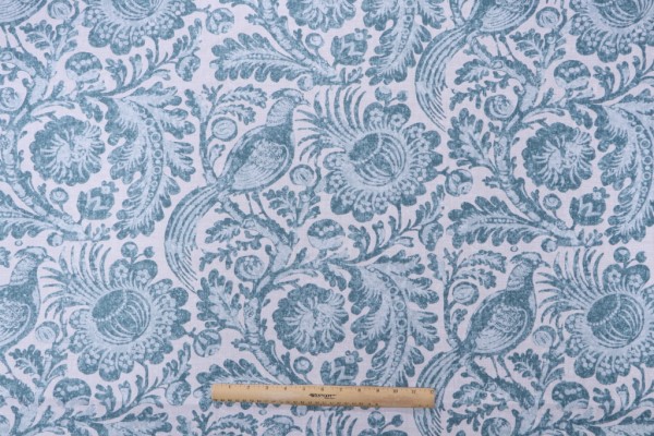 Williamsburg Tucker Resist Printed Cotton Drapery Fabric in Flint