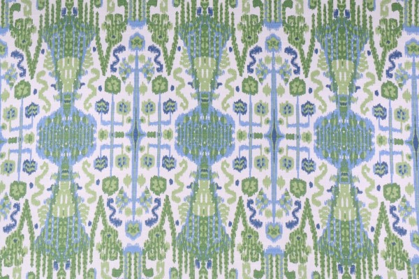 Lacefield Bombay Printed Cotton Drapery Fabric in Kelly