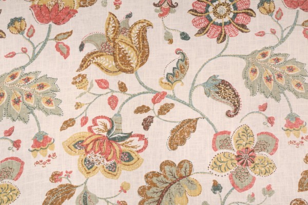 Robert Allen Spring Mix Printed Linen Blend Drapery Fabric in Spring