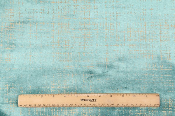 1.2 Yards Gold Flecked Velvet Upholstery Fabric in Mineral Green